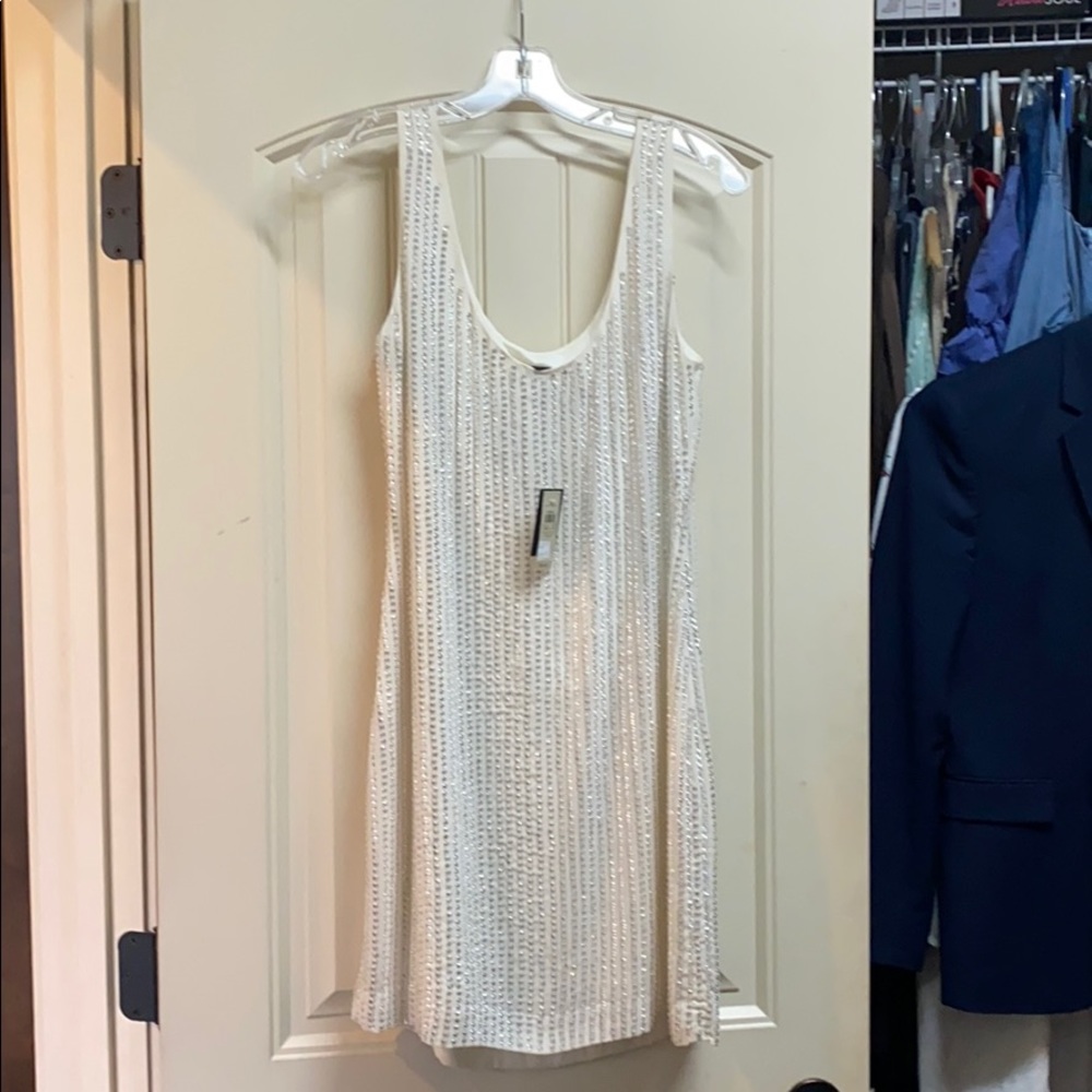 Ann Taylor White Sleeveless Dress with Crystals